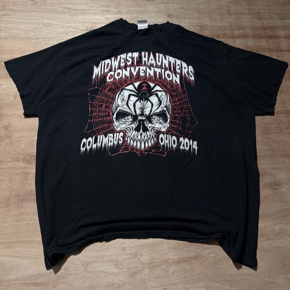 Midwest Haunters Convention 2014 Skull Spider Horror T Shirt XL Y2K Style